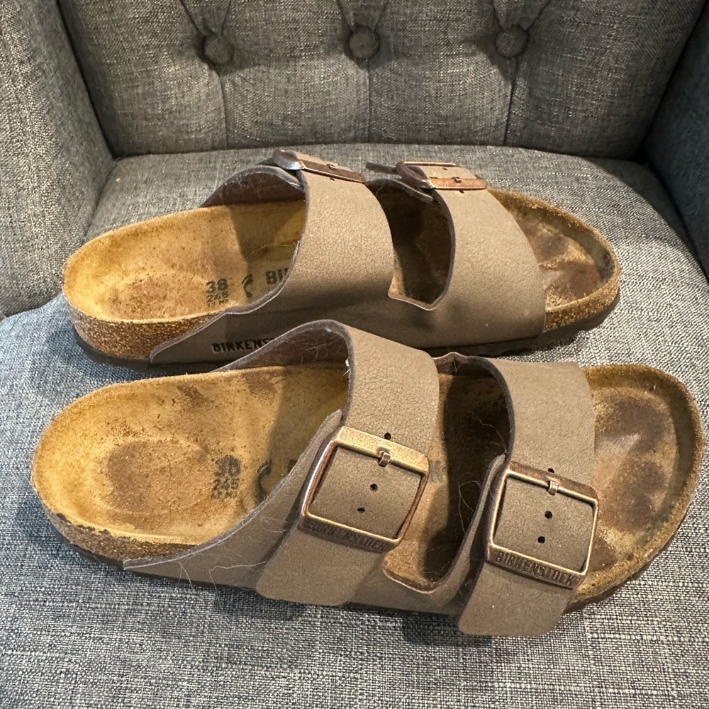 Birkenstock Arizona Sz 38 Taupe Cork Sandals
